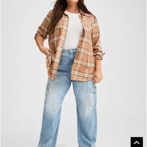 Torrid Tan Plaid Shirt New With Tags - Picture 8 of 8